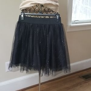 Black Tulle Glitter Mink Skirt